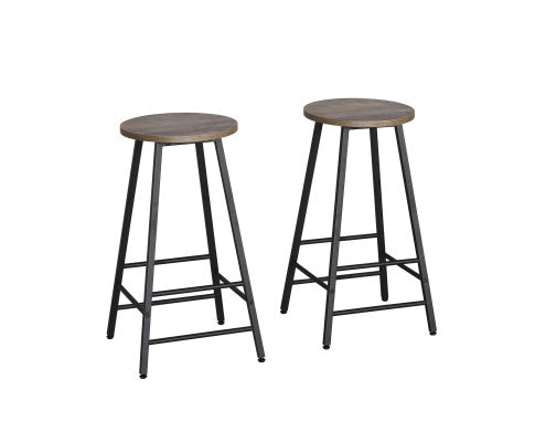 2PCE Bar Stools Round Neo Industrial Designed Stylish Modern 71cm